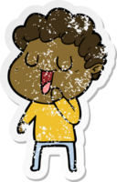 distressed sticker of a laughing cartoon man png