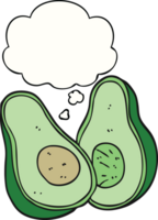 cartone animato avocado con pensato bolla png