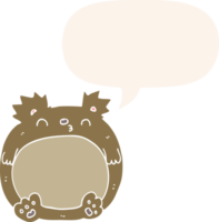 dessin animé ours et bulle de dialogue dans un style rétro png