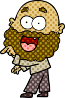 cartoon crazy happy man with beard png