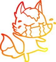 warm gradient line drawing of a cartoon crying wolf png