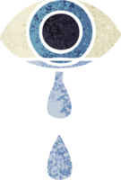 retro illustration style cartoon of a crying eye png