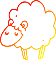 warm gradient line drawing of a cartoon sheep png