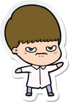 sticker of a annoyed cartoon boy png