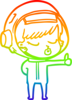 regenboog helling lijn tekening van een tekenfilm mooi astronaut meisje geven duimen omhoog png