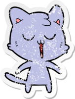pegatina angustiada de un gato de dibujos animados cantando png