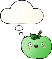 cartoon apple with thought bubble in smooth gradient style png