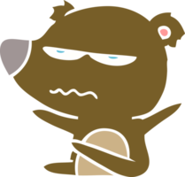 desenho animado de estilo de cor plana de urso bravo png