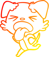 warm gradient line drawing of a cartoon running dog png