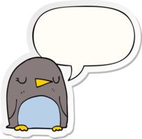 cartoon penguin with speech bubble sticker png