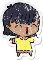 distressed sticker of a cartoon woman png