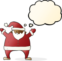 tekenfilm de kerstman claus met gedachte bubbel png