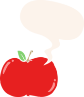 dibujos animados manzana con habla burbuja en retro estilo png