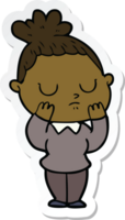 sticker of a cartoon calm woman png