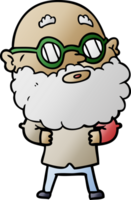 cartoon curious man with beard and glasses png