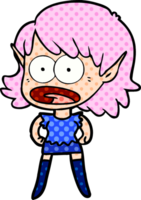 niña elfa sorprendida de dibujos animados png