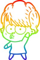 arcobaleno pendenza linea disegno di un' cartone animato donna png