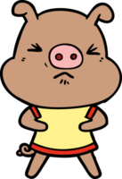 caricatura, enojado, cerdo, llevando, camiseta png