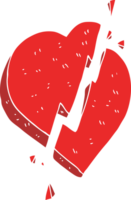 flat color illustration of broken heart symbol png