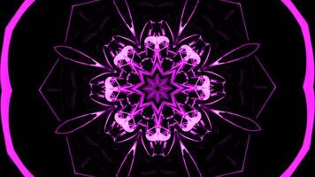 Abstract spreading fractal mandala background of neon light. Design. Beautiful symmetric pattern. video