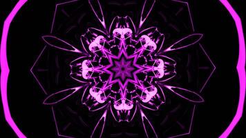 abstract verspreiden fractal mandala achtergrond van neon licht. ontwerp. mooi symmetrisch patroon. video