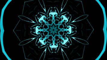 abstract verspreiden fractal mandala achtergrond van neon licht. ontwerp. mooi symmetrisch patroon. video