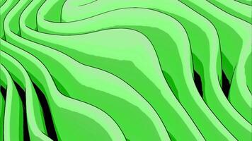 Green cartoon style flowing folds. Design. Endless bending and waving cloth. video