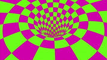 rutig optisk illusion. animation. abstrakt visualisering av en Plats maskhål eller svart hål. video