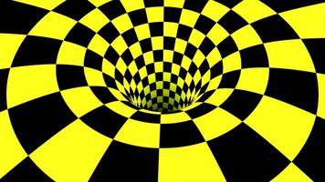 Chequered optical Illusion. Animation. Abstract visualization of a space wormhole or black hole. video