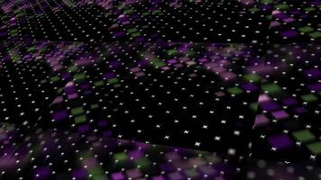 Blurred squares are moving gently on the black screen. Animation. Field with shimmering squared shapes. video