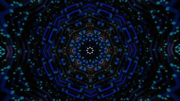 Abstract motion of kaleidoscope with geometric pattern. Animation. Ornamental mandala with repeating fractal shapes. video