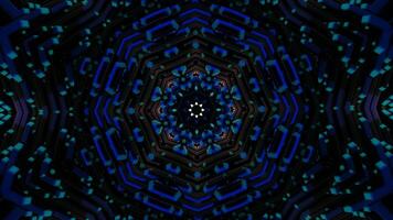 Abstract motion of kaleidoscope with geometric pattern. Animation. Ornamental mandala with repeating fractal shapes. video