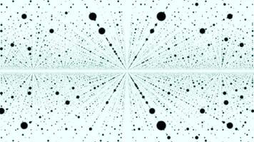 en volant à l'intérieur abstrait espace avec Lignes de en volant points. animation. interminable quantité de lévitation sphères. video