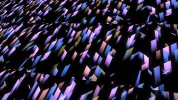 Abstract flat bars flying on a black background. Animation. Multicolored segments flying diagonally and crossing each other. video