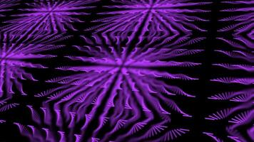 abstrait numérique surface divisé dans carrés avec violet spirales. animation. Lignes de beaucoup étroit torsion vortex formes sur une noir Contexte. video