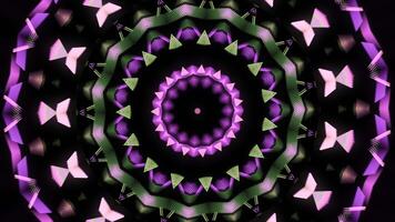 Abstract motion of kaleidoscope with geometric pattern. Animation. Ornamental mandala with repeating fractal shapes. video