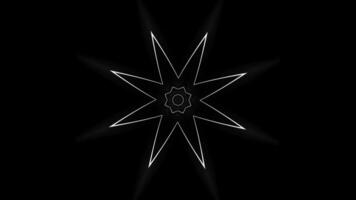 Geometric floral pattern with flashing movements. Animation. Cyber pattern with geometric lines on black background. Moving geometric pattern with hypnotic effect on black background video