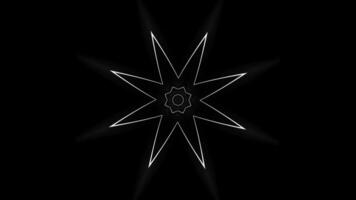 Geometric floral pattern with flashing movements. Animation. Cyber pattern with geometric lines on black background. Moving geometric pattern with hypnotic effect on black background video