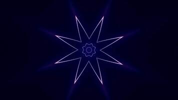 geometrisch Blumen- Muster mit blinkt Bewegungen. Animation. Cyber Muster mit geometrisch Linien auf schwarz Hintergrund. ziehen um geometrisch Muster mit hypnotisch bewirken auf schwarz Hintergrund video