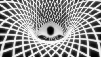 Monochrome glossy ball rolling inside rhombus tunnel. Design. Narrow lines forming rhombus pattern. video