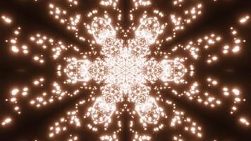 Kaleidoscope of glowing flying stars. Design. Pulsating ornament pattern with spreading particles. video
