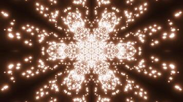 Kaleidoscope of glowing flying stars. Design. Pulsating ornament pattern with spreading particles. video