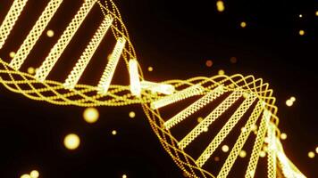 ADN hélix tourne avec embrasé points. conception. magnifique tournant spirale de ADN avec la magie points. embrasé points bouge toi autour ADN hélix video
