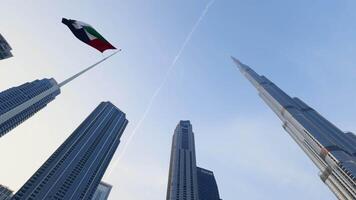 A low angle view of the skyscrapers in the centre of Dubai. Action. Concept of modern architecture. video