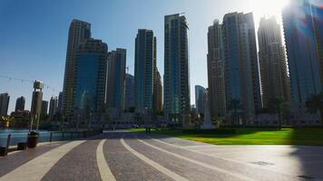 Empty street of the city on a sunny day. Action. Stone jungles, beautiful architecture. video