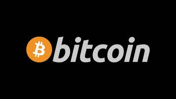 Bitcoin symbol appearing and exploding on the black background. The word Bitcoin. Digital currency logo video