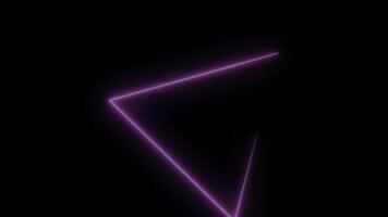 Abstract background with neon triangles. 3d animation of concentric simple triangles tunnel. Seamless loop. Violet triangles video