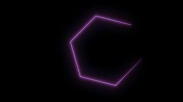 Neon hexagons abstract motion background. Seamless loop design. Video animation. Violet hexagons