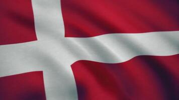 Denmark Flag. Flag of Denmark waving in the wind. Seamless Looping Animation video