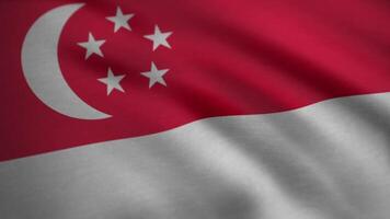 Singapur National Flagge. winken Flagge von Singapur. nahtlos Schleifen Animation video
